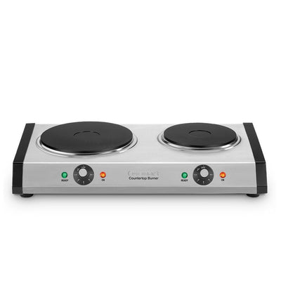 2-Burner 8 in. Cast Iron Stainless Steel Hot Plate with Temperature Control - Super Arbor