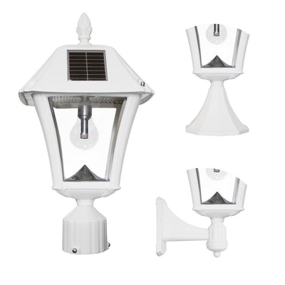 Baytown II Bulb 1-Light White LED Outdoor Solar Post/Wall Light with GS Light Bulb, Warm-White - Super Arbor