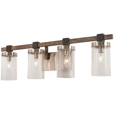 Bridlewood 4-Light Stone Grey with Brushed Nickel Bath Light with Clear Seedy Glass - Super Arbor