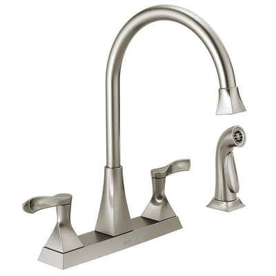 Everly 2-Handle Standard Kitchen Faucet with Spray in Stainless - Super Arbor