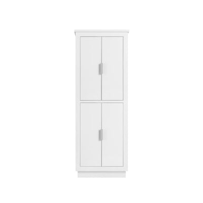 Allie 24 in. W x 16 in. D x 65 in. H Floor Cabinet in White with Silver Trim - Super Arbor