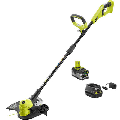 RYOBI ONE+ 18-Volt Lithium-Ion Cordless String Trimmer/Edger - 4.0 Ah Battery and Charger Included - Super Arbor