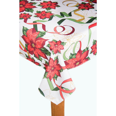 Christmas Ribbon 70 in. Multi Round 100% Polyester Tablecloth - Super Arbor