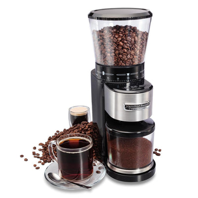 4 oz. Black and Stainless Steel Conical Burr Coffee Grinder with Digital Display - Super Arbor