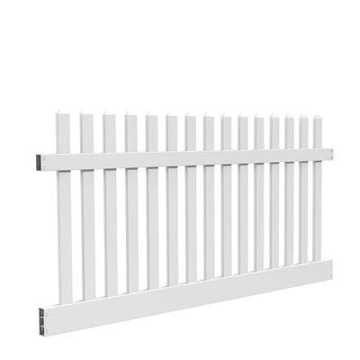 Barrette Outdoor Living Kettle Straight 4 ft. H x 8 ft. W White Vinyl Un-Assembled Fence Panel - Super Arbor