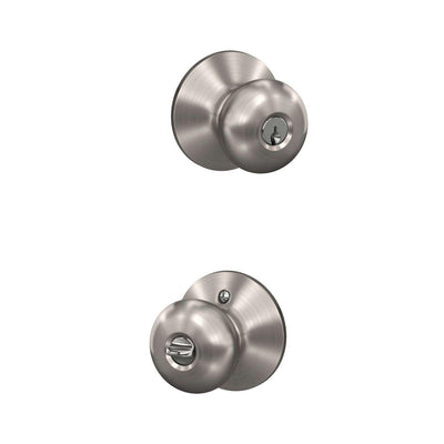 Schlage Plymouth Satin Nickel Entry Lockset ANSI Grade 2 1-3/4 in.