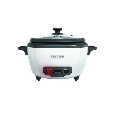 6-Cup White and Grey Rice Cooker with Food Steaming Basket and Non-Stick Rice Pot - Super Arbor