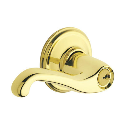 Flair Bright Brass Keyed Entry Door Lever - Super Arbor