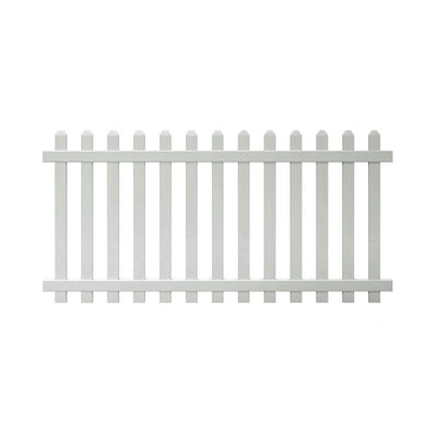 Glendale 4 ft. H x 8 ft. W White Vinyl Spaced Picket Unassembled Fence Panel with Dog Ear Pickets - Super Arbor