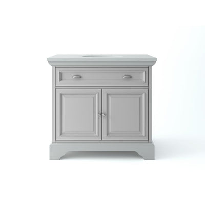 Sadie 38 in. W x 21.5 in. D Vanity in Dove Grey with Marble Vanity Top in Natural White with White Sink - Super Arbor