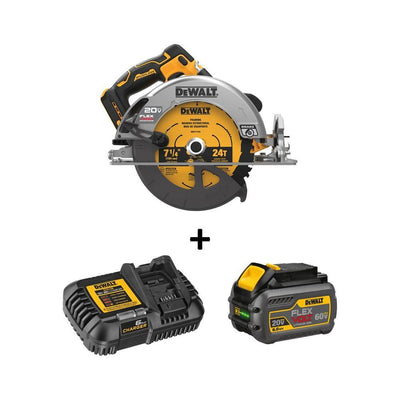 20-Volt MAX Cordless Brushless 7-1/4 in. Circular Saw with FLEXVOLT ADVANTAGE and (1) FLEXVOLT 6.0Ah Battery Kit - Super Arbor