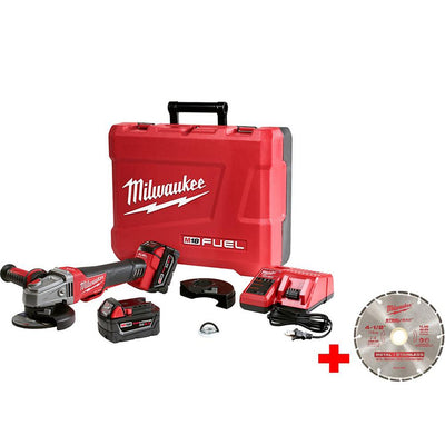 M18 FUEL 18-Volt Lithium-Ion Brushless Cordless 4-1/2 in./5 in. Braking Grinder Kit with 4-1/2 in. Diamond Blade - Super Arbor