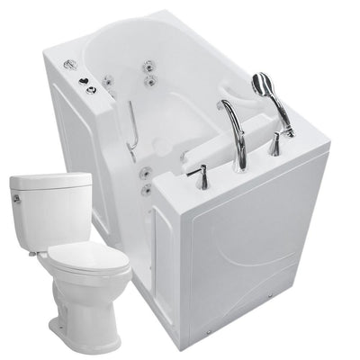45.75 in. Walk-In Whirlpool Bathtub in White with 1.6 GPF Single Flush Toilet - Super Arbor