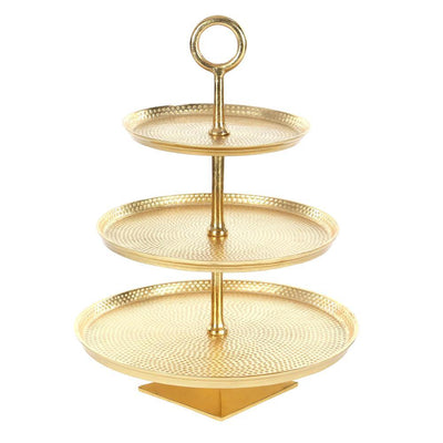 3-Tier Modern Aluminum Cake Stand in Gold - Super Arbor