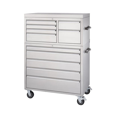 43 in. 11-Drawer Stainless Steel Rolling Tool Chest Combo - Super Arbor