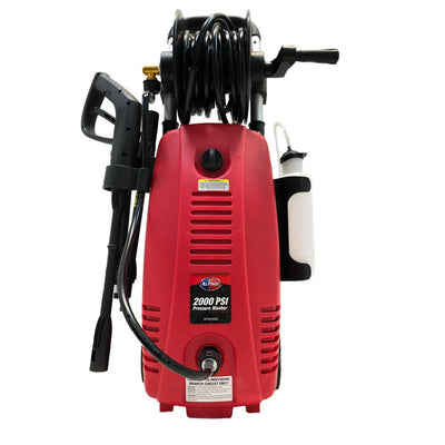 All Power 2000 PSI 1.6 GPM Red Electric Pressure Washer with Hose Reel for Buildings, Walkway, Vehicles and Outdoor Cleaning - Super Arbor