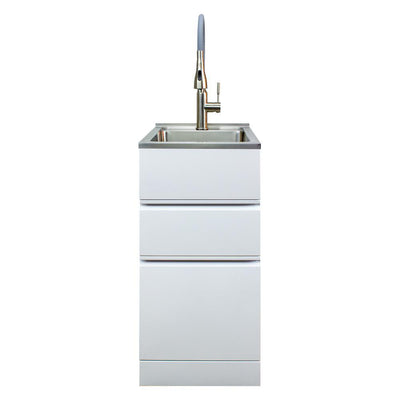All-in-One 15.5 in. x 22.4 in. x 34.9 in. Metal Drop-In Laundry/Utility Sink and Cabinet in White - Super Arbor