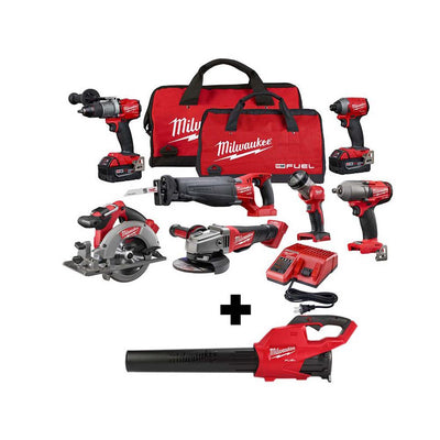 M18 FUEL 18-Volt Lithium-Ion Brushless Cordless Combo Kit (7-Tool) with M18 FUEL Handheld Blower - Super Arbor