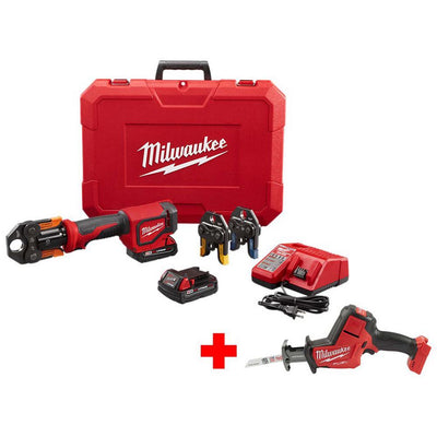 M18 18-Volt Lithium-Ion Cordless Short Throw Press Tool Kit w/ (3) Viega PureFlow Jaws & Free M18 Fuel Hackzall - Super Arbor