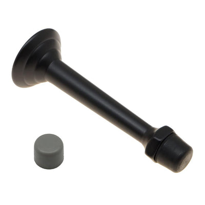 3-3/4 in. Solid Brass Fancy 3-Ring Base Door Stop in Matte Black - Super Arbor