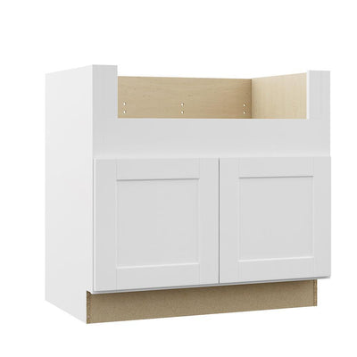 Shaker Assembled 36x34.5x24 in. Farmhouse Apron-Front Sink Base Kitchen Cabinet in Satin White - Super Arbor