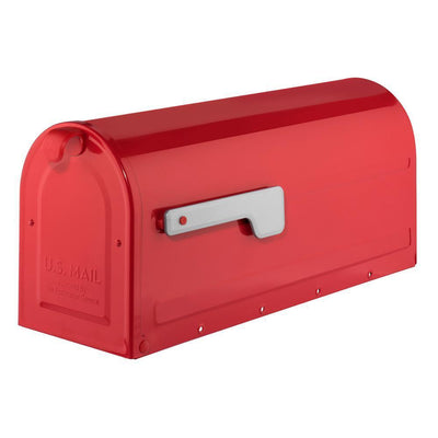 MB1 Post Mount Mailbox Red with Silver Flag - Super Arbor