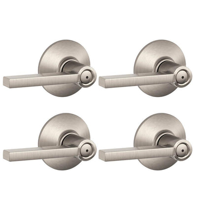 Latitude Satin Nickel Privacy Bed/Bath Door Lever (4-Pack) - Super Arbor