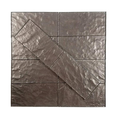 ABOLOS Metallics Amber Bay Brown Subway 3 in. x 6 in. Glossy Glass Wall Tile (1 Sq. ft./Pack) - Super Arbor