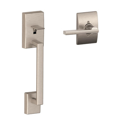 Century Satin Nickel Lower Half Entry Door Handleset and Latitude Door Lever with Century Trim - Super Arbor