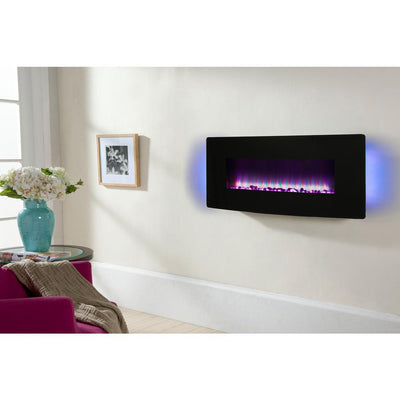 42 in. Curved Front Wall-Mount Electric Fireplace in Black - Super Arbor