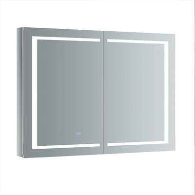 Spazio 48 in. W x 36 in. H Recessed or Surface Mount Medicine Cabinet with LED Lighting and Mirror Defogger - Super Arbor