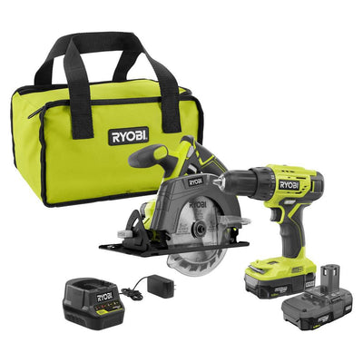 18-Volt ONE+ Lithium-Ion Cordless 2-Tool Combo Kit w/ Drill/Driver, Circular Saw, (2) 1.5 Ah Batteries, Charger, and Bag - Super Arbor