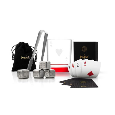 Poker Queen of Hearts 11 oz. Whiskey Glass with Accessories - Super Arbor