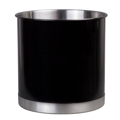 Heavy Gauge Black 7 in. Dia. x 7 in. H Large Stainless Steel Tool Crock Cooking Utensil Flatware Holder - Super Arbor