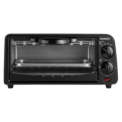 2-Slice Compact Toaster Oven with Bake Tray and Toast Rack in Black - Super Arbor