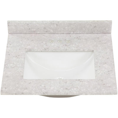 25 in. W x 22 in. D Stone Effect Vanity Top in River Stone with White Sink - Super Arbor