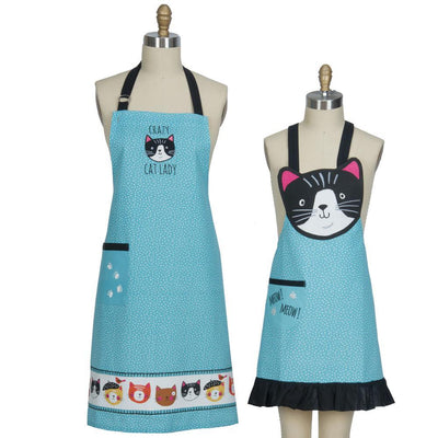 Crazy Cat Blue Cotton Chef and Child Apron Set - Super Arbor