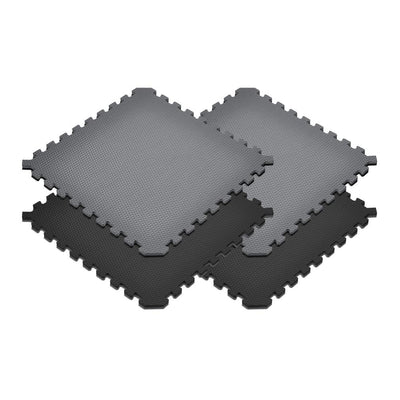 Norsk Black/Gray 24 in. x 24 in. x 0.79 in. Foam Interlocking Reversible Floor Mat (4-Pack)