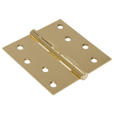 4 in. Brass Residential Door Hinge with Square Corner Removable Pin Full Mortise (9-Pack) - Super Arbor