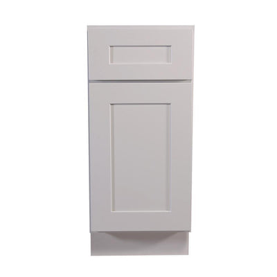 Brookings Plywood Ready to Assemble Shaker 15x34.5x24 in. 1-Door 1-Drawer Base Kitchen Cabinet in White - Super Arbor