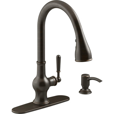Capilano Single-Handle Pull-Down Sprayer Kitchen Faucet with Boost Technology in Oil-Rubbed Bronze - Super Arbor