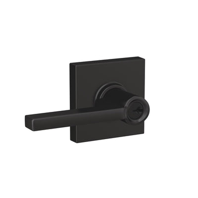 Custom Latitude Matte Black Collins Trim Keyed Entry Door Lever - Super Arbor