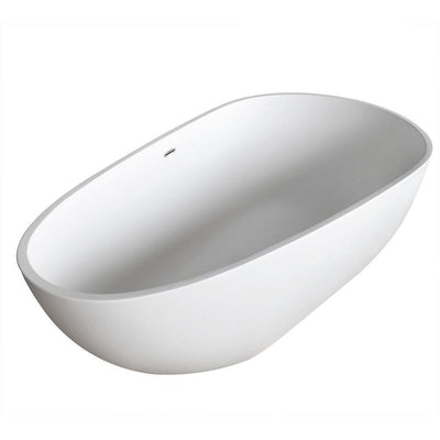 Fiume 5.6 ft. Man-Made Stone Center Drain Freestanding Bathtub in Matte White - Super Arbor