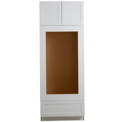 Cambridge Shaker Ready-to-Assemble 33x90x24.5 in. Double Oven Cabinet w/ 2 Soft Close Doors & 1 Soft Close Door in White - Super Arbor