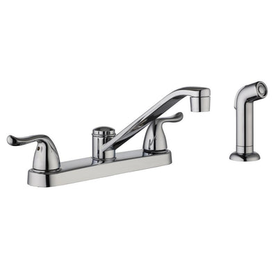 Constructor 2-Handle Standard Kitchen Faucet with Side Sprayer in Chrome - Super Arbor