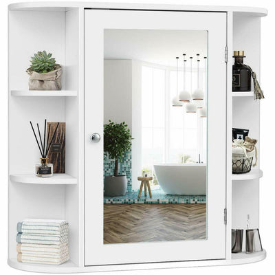 6.5 in. x 25 in. x 26 in. White Multipurpose Wall Surface Mount Bathroom Storage Medicine Cabinet with Mirror - Super Arbor