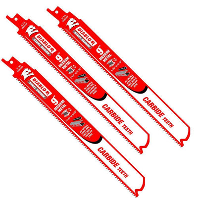 9 in. 10 TPI Steel Demon Carbide Medium Metal Cutting Reciprocating Saw Blade (3-Pack) - Super Arbor