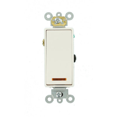20 Amp Decora Plus Commercial Grade 3-Way Lighted Rocker Switch with Pilot Light, White - Super Arbor