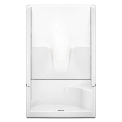 Varia 48 in. x 34 in. x 76 in. 4-Piece Shower Stall with Right Seat and Center Drain in White - Super Arbor