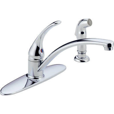 Foundations Single-Handle Standard Kitchen Faucet with Side Sprayer in Chrome - Super Arbor